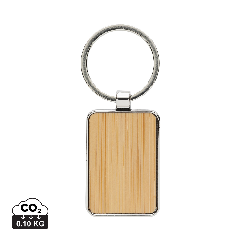 177075999877561 RCS recycled zinc alloy rectangle keychain with bamboo - Image 1