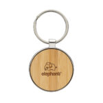 RCS recycled zinc alloy round keychain with bamboo - Image 6