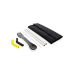 Tierra 2pcs straw and cutlery set in pouch - Image 2