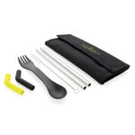 Tierra 2pcs straw and cutlery set in pouch - Image 8