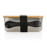 Stainless steel lunchbox with bamboo lid and spork - Image 8