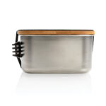 Stainless steel lunchbox with bamboo lid and spork - Image 9