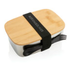 Stainless steel lunchbox with bamboo lid and spork - Image 10