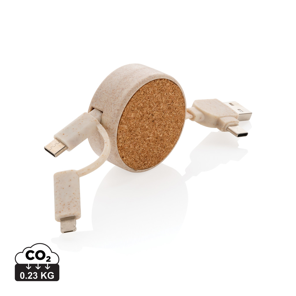 177076041461981 Cork and Wheat 6-in-1 retractable cable - Image 1