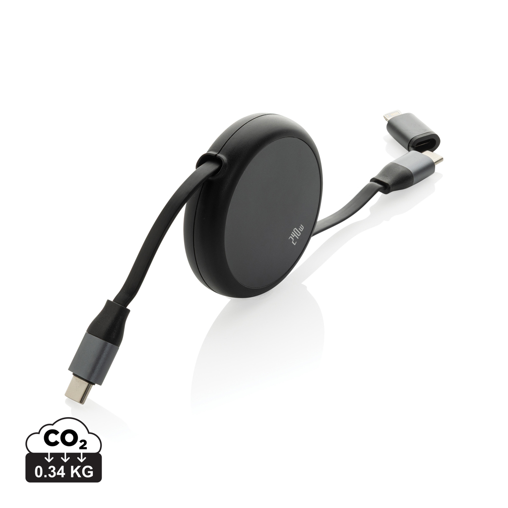 177076048765458 Terra RCS recycled aluminium retractable 240W 2-in-1 cable - Image 1