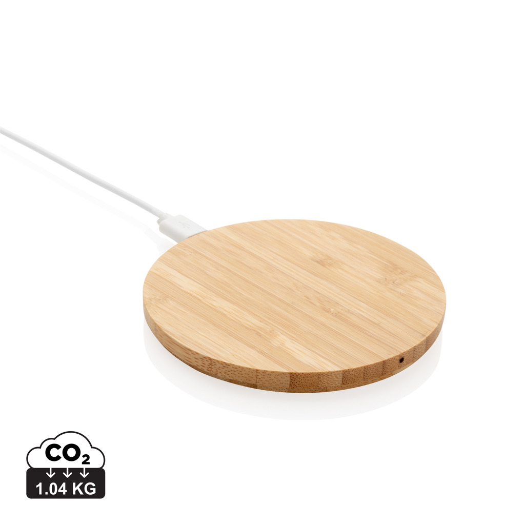 177076051210182 Bamboo 5W round wireless charger - Image 1