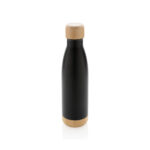 Vacuum stainless steel bottle with bamboo lid and bottom - Image 2