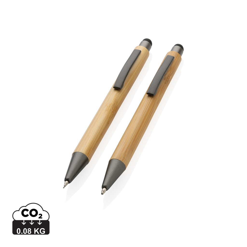 177076333284200 Bamboo modern pen set in box - Image 1