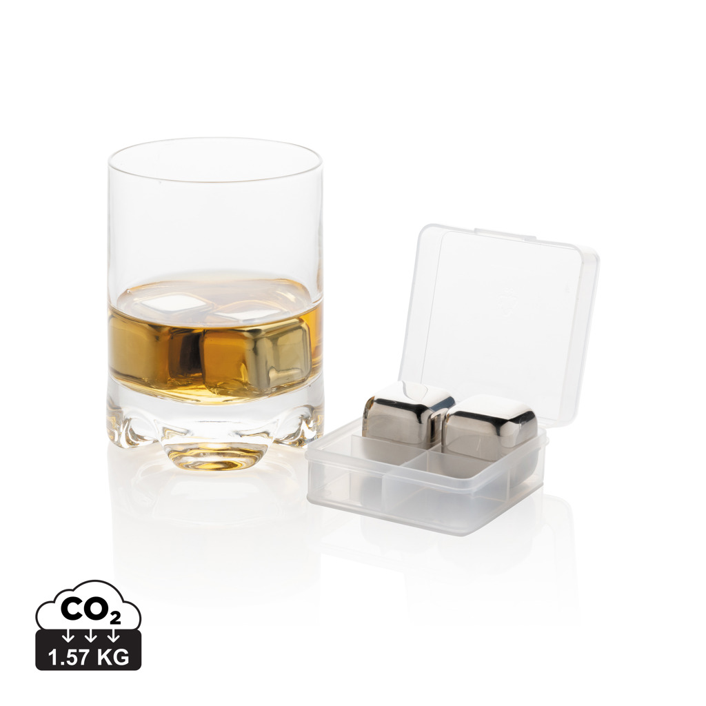 17707664768366 Re-usable stainless steel ice cubes 4pc - Image 1