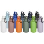 Oregon 400 ml solid colour RCS recycled plastic water bottle with carabiner - Image 4