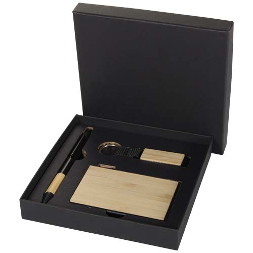 177082711279637 Minka RCS recycled aluminium ballpoint pen, keychain and RFID card holder gift set - Image 1