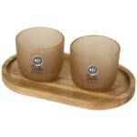 Male wooden serving tray and glass cups with matt finish set - Image 2