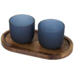 Male wooden serving tray and glass cups with matt finish set - Image 6