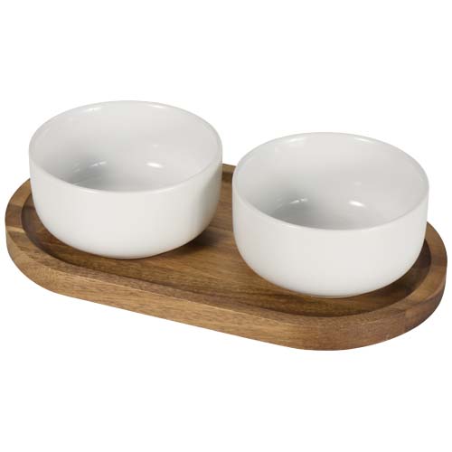 177083985388456 Noa wooden tray and ceramic serving bowls set - Image 1