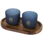 Male wooden serving tray and glass cups with matt finish set - Image 7