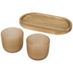 Male wooden serving tray and glass cups with matt finish set - Image 5