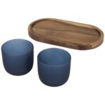 Male wooden serving tray and glass cups with matt finish set - Image 10